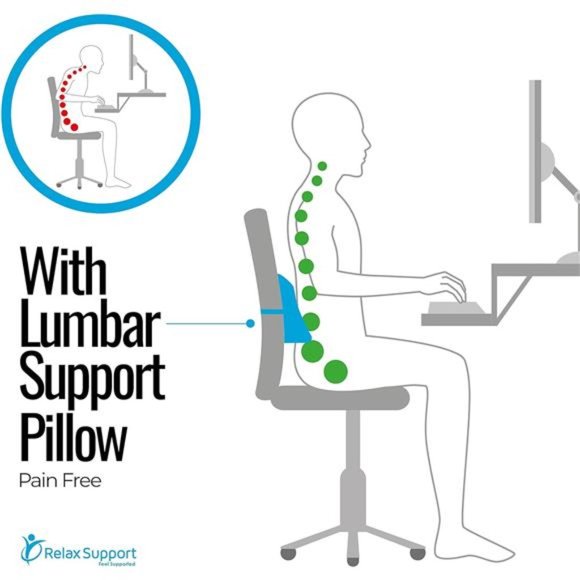 Support Pillow for Office Chair - Lower Back Support Posture Corrector - Cushion - Picture 5 of 6